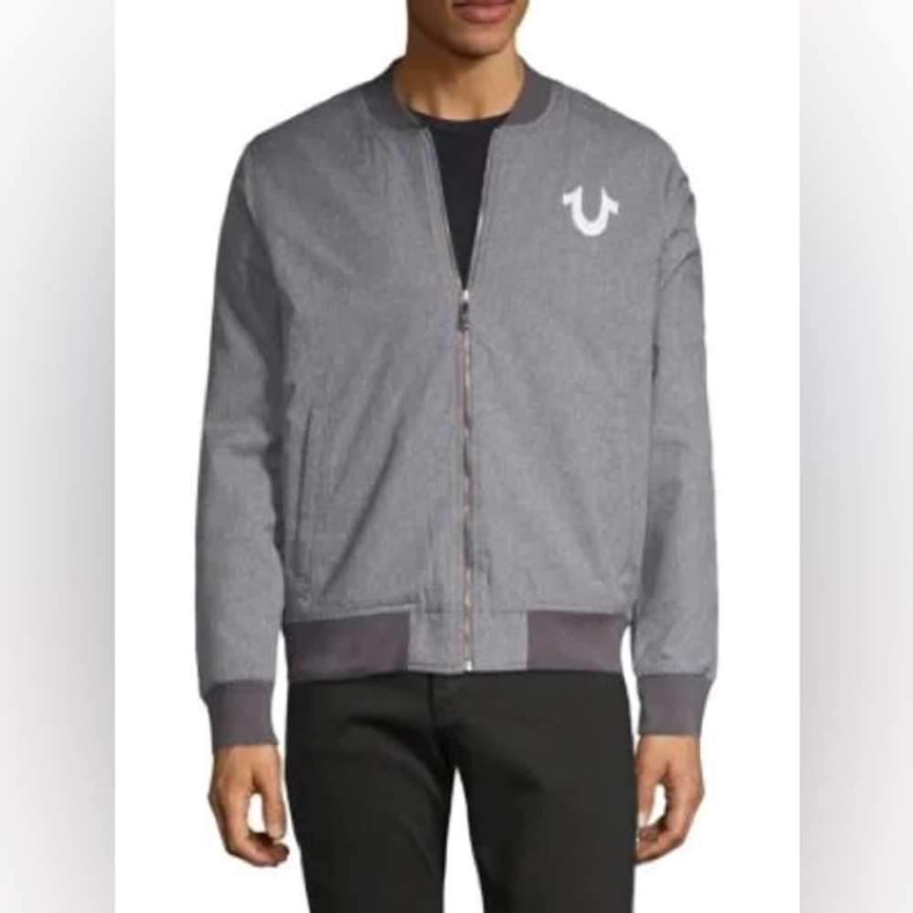 True Religion Gray Bomber Jacket-Size Large